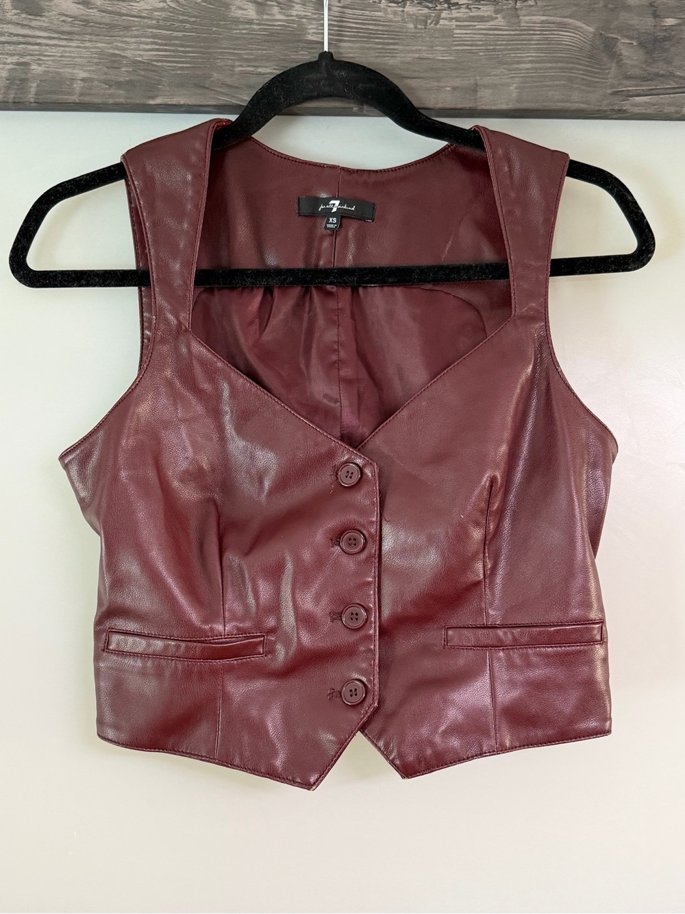7 For All Mankind Burgundy Faux Leather Vest